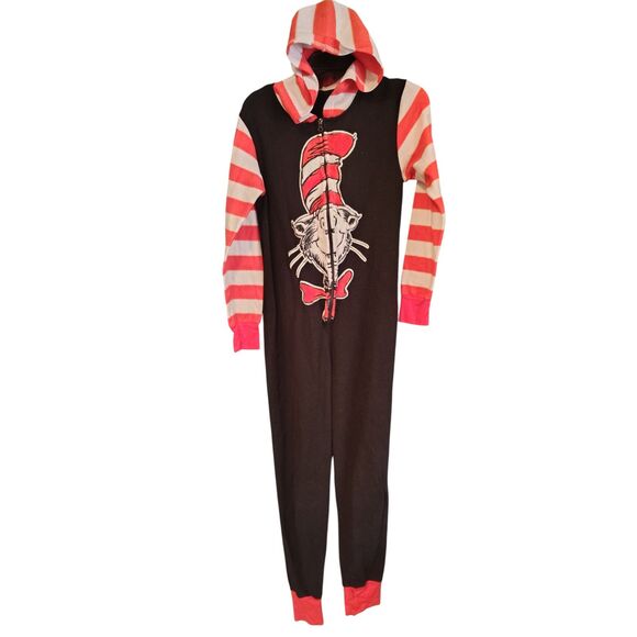 Dr. Suess Cat In The Hat Childs M 7/9 One-Piece Pajama Set - Picture 1 of 5